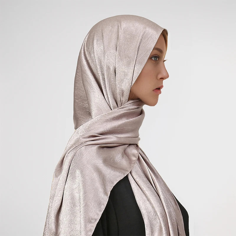 Hot Premium Satin Crinkle Hijab Silk Scarf Chiffon Shawl Plain Muslim Women Hijabs Islam Women Turban Pleated Scarf Ramadan
