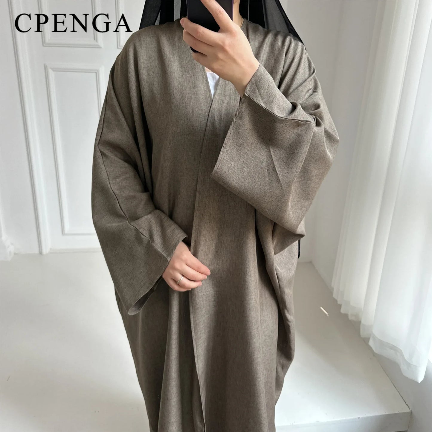 Eid Ramadan Open Abaya for Women Plain Dubai Causal Cotton Linen Modest Abayas Kimono Turkey Muslim Coat Islamic Clothing Robe