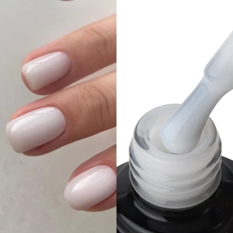 MSHARE Milk Milky White Base Gel Polish Camouflage Color Rubber Base Nail base coat 10ml