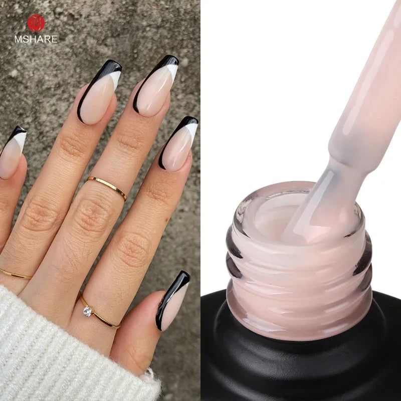 MSHARE Milk Milky White Base Gel Polish Camouflage Color Rubber Base Nail base coat 10ml