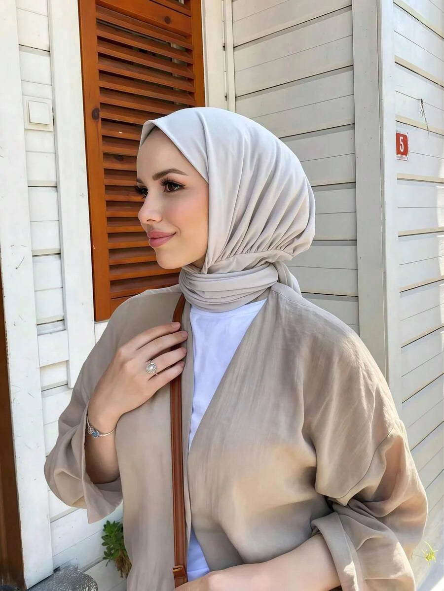 Fastener Instant Hijab for Muslim Women Ready To Wear Head Wraps Full Cover Scarf Headscarf Bonnet Plain Neck Head Shawls