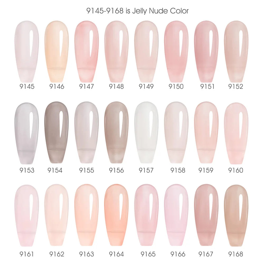 Canni Nail Gel Polish Jelly Nude Color HEMA FREE 9ml Transparent Semi Permanent Natural Nude Collection French Nail Gel Lacquer