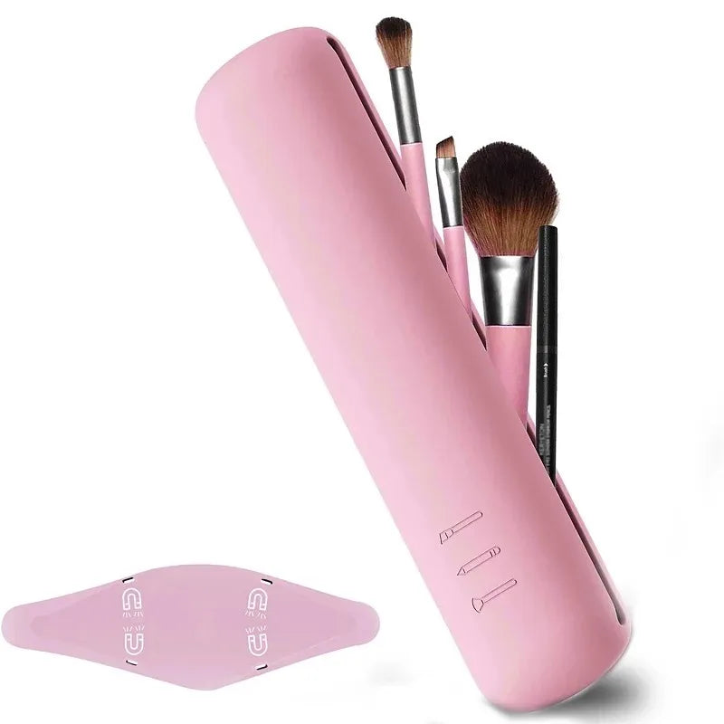 Silicone Brow Pencil Case Makeup Brush Eyeshadow Brush Storage Set Dust-Proof Simple Portable Travel Bag Specific