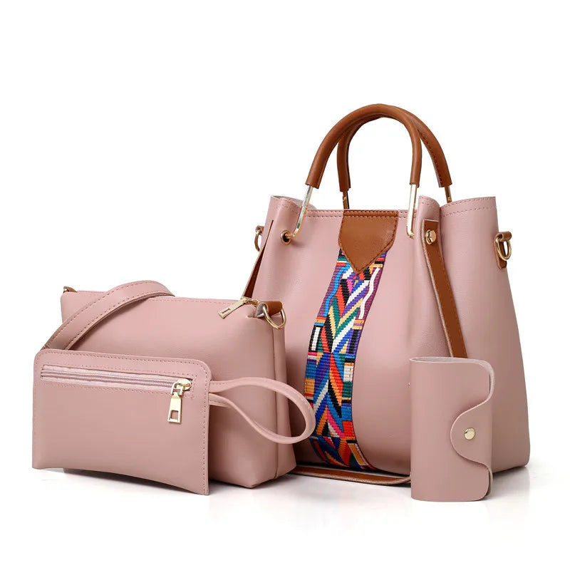 Luxury Handbag Large Capacity Tote Bag 4 Pcs Women's Bag Fashion Shoulder Bag Wallet Card Case