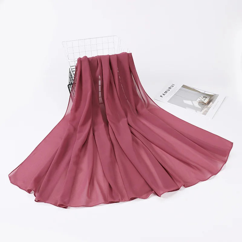 High Quality Muslim Chiffon Hijabs Scarf Women Solid Color Head Wraps Women Hijabs Scarves Foulard Femme Muslim Veil