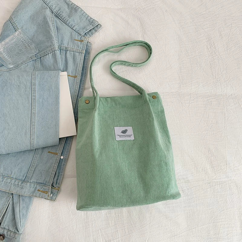 Women's Shoulder Bag Fashion Versatile Corduroy Large Capacity Portable Shopper Totes Female's Casual Travel Handbag