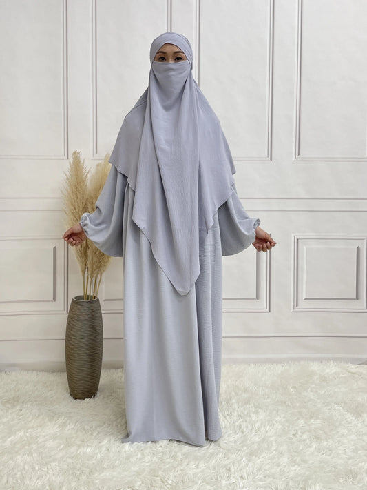 Two Layer Khimar Hijab For Daily Wear Women Scarf Crepe Fabric Soft Summer
