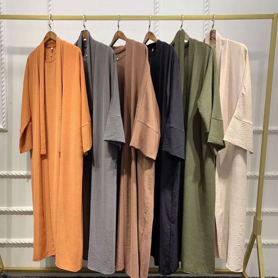 Women Open Abaya Kaftan Dubai Turkey 2 Piece Muslim's Set Luxury Islam Robe African Dress Kimono Morocco Clothing Caftan Fashion
