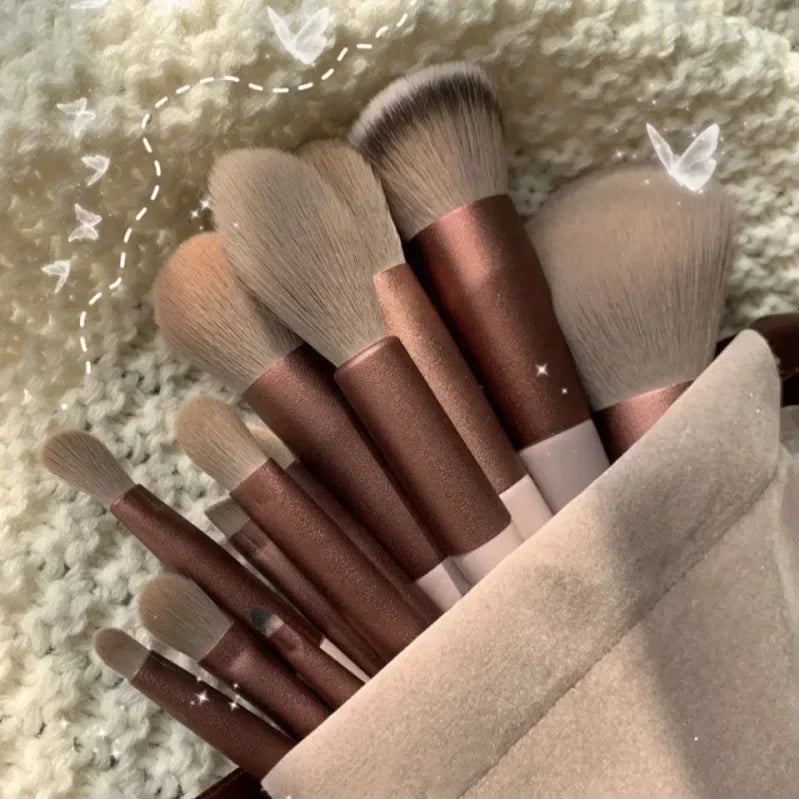 Professional 13-Piece Luxury Makeup Brush Set with Travel Pouch