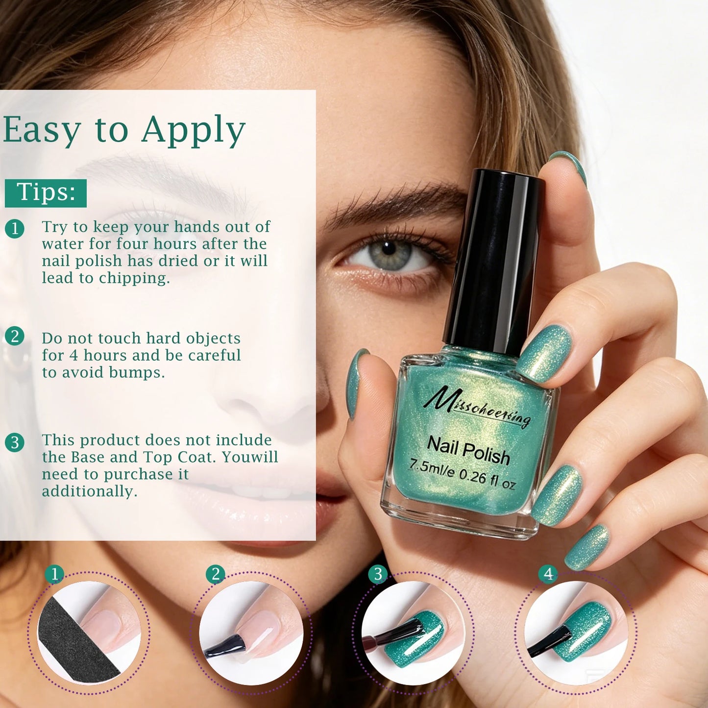 Misscheering 7.5ml Pearlescent Water-Based Nail Polish