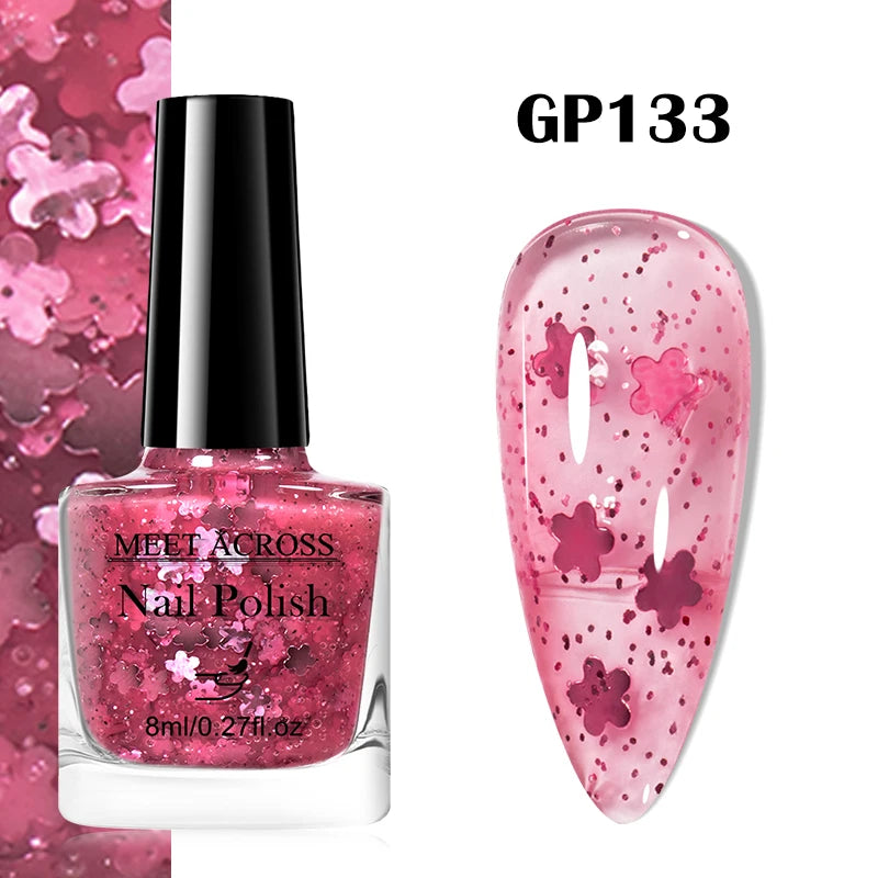 MEET ACROSS 8ml Wine Red Color Water-Based Peel Off Nail Polish Glass Bottle Christmas Nail Art Polish DIY Design No Need Lamp