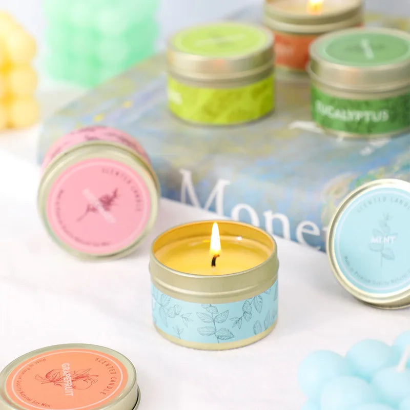 Travel Tin Natural Soy Wax Aromatherapy Scented Candle
