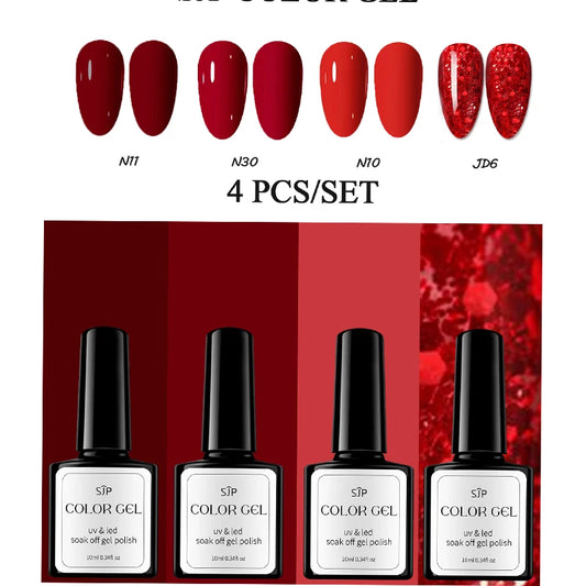 1/4 set wine red  nail polish set UV gel color gel  Summer nail polish gel gift for girls Use with top coat