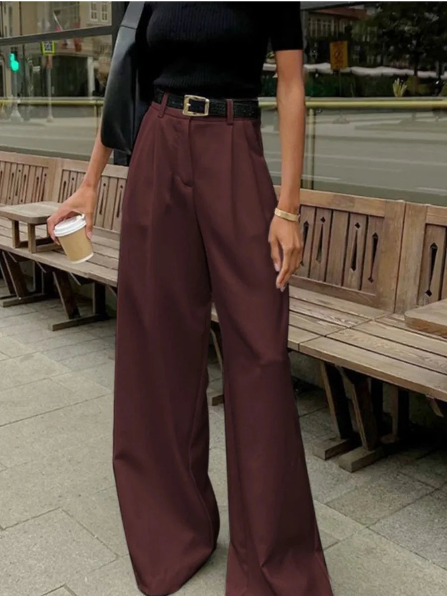 Women's Pants Formal Office Wear Women White Loose High Waist Baggy Suit Wide Leg Trousers 2026 Autumn Casual Fashion Clothes