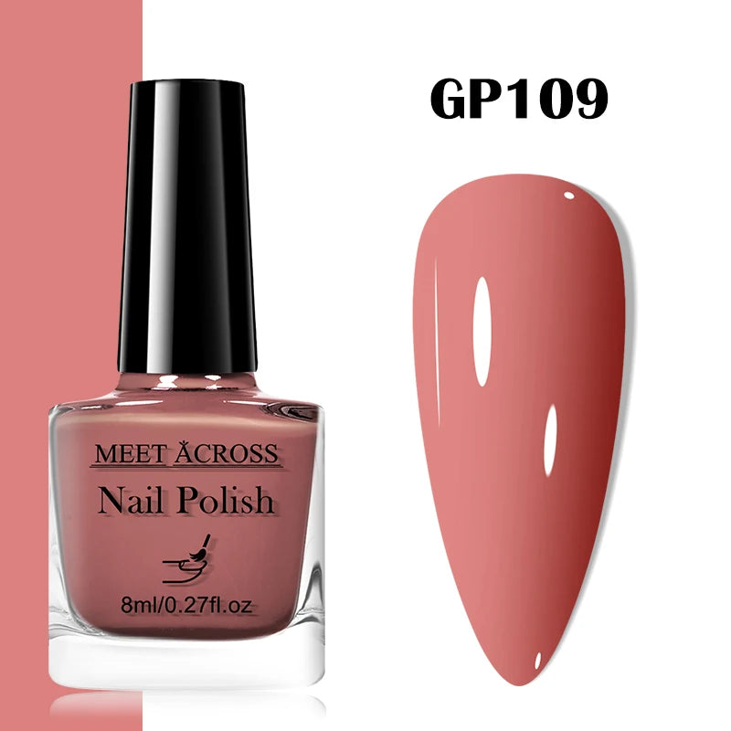 MEET ACROSS 8ml Wine Red Color Water-Based Peel Off Nail Polish Glass Bottle Christmas Nail Art Polish DIY Design No Need Lamp