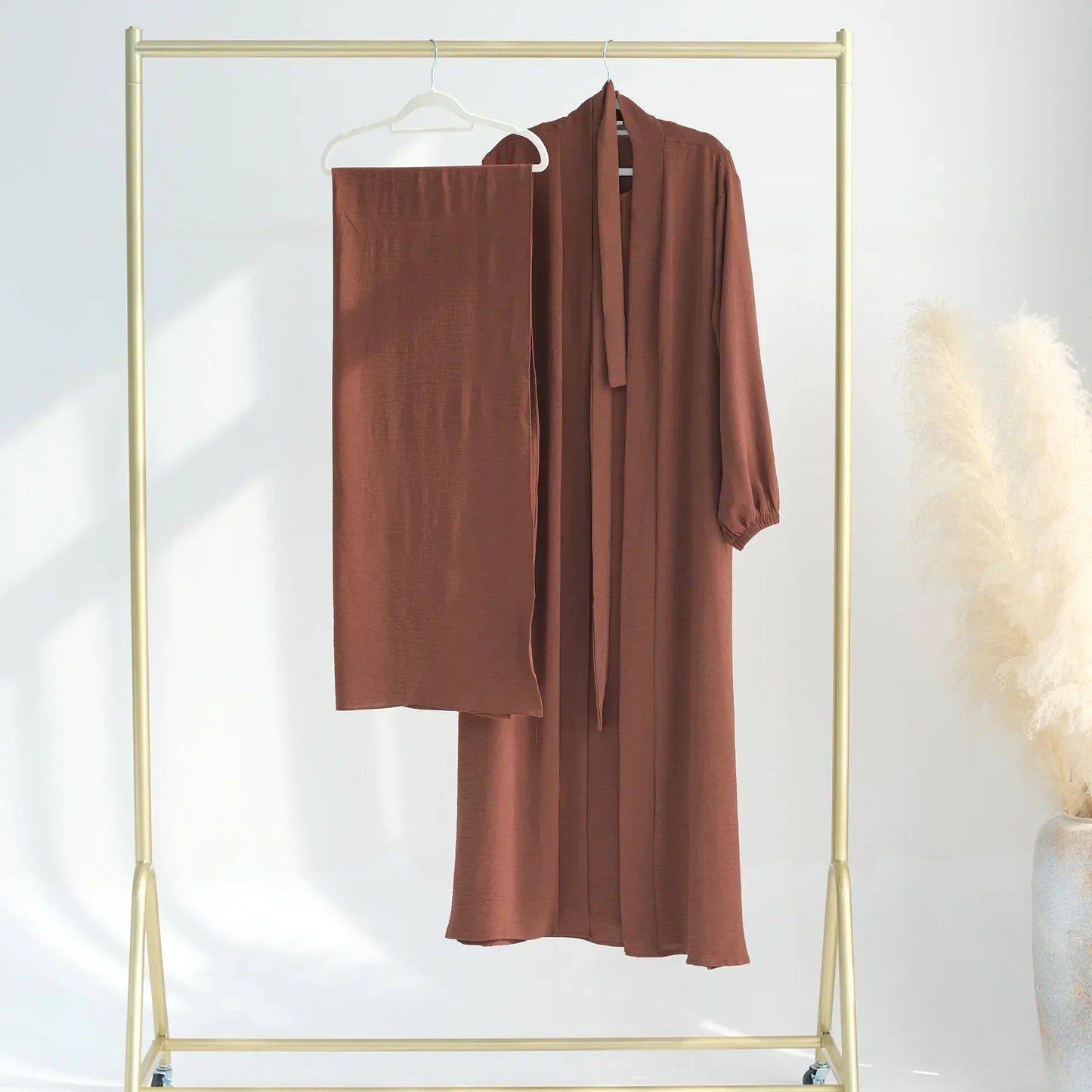 2 Piece Abaya Kimono with Inner Dress Set Muslim Abayas for Women Dubai Luxury Turkey Ramadan Islam Matching Hijab Outfit Kaftan