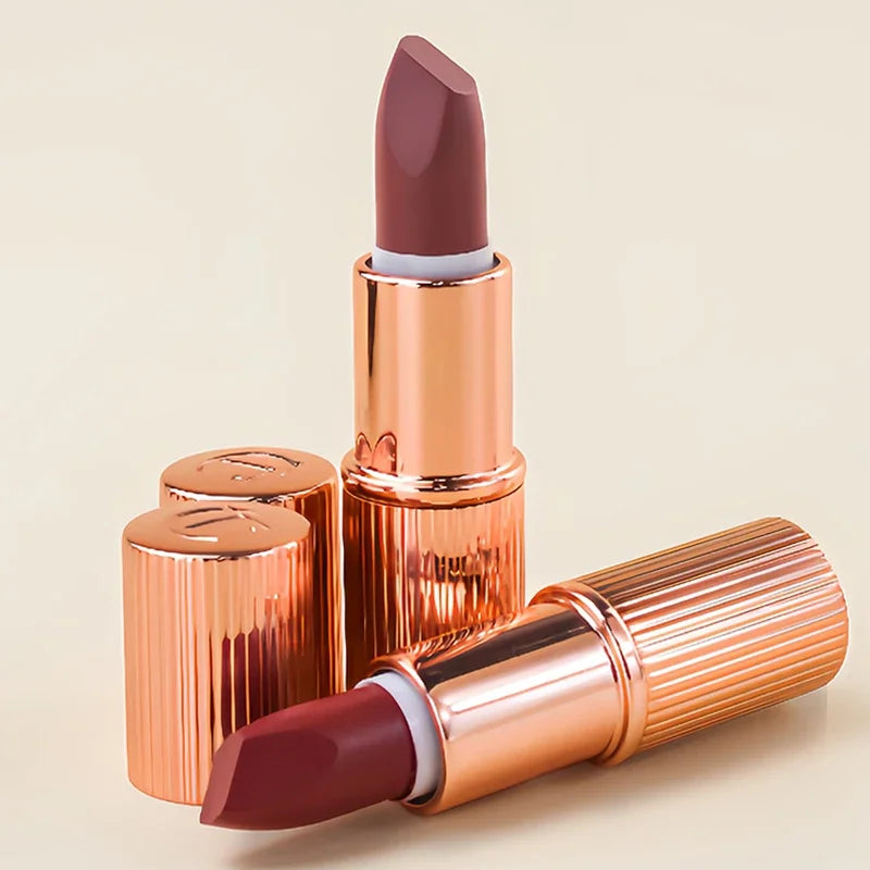 Luxury Diamond Metal Glitter Rotary Lipstick Waterproof Durable Matte Powder Beauty Blush Wand Natural Color Advanced Cosmetics