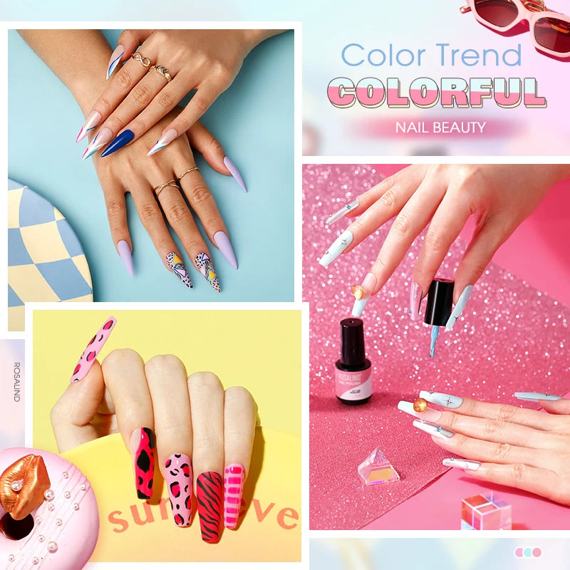 ROSALIND Nail Gel Polish Semipermanent UV Led Esmalte For Nail Art Varnish Hybrid Top Coat Regular Polish Gel Nail Accessories