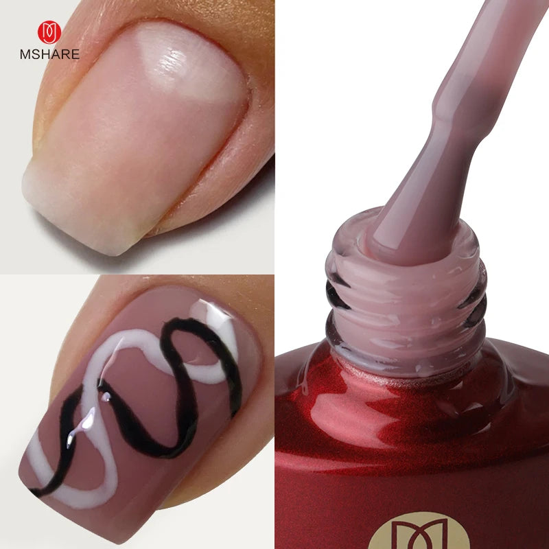 MSHARE Milk Milky White Base Gel Polish Camouflage Color Rubber Base Nail base coat 10ml