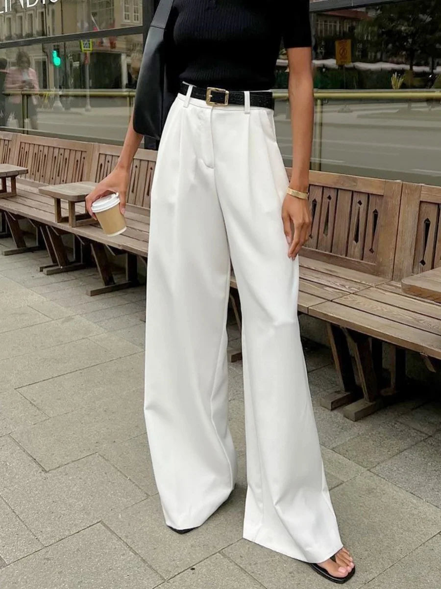 Women's Pants Formal Office Wear Women White Loose High Waist Baggy Suit Wide Leg Trousers 2026 Autumn Casual Fashion Clothes