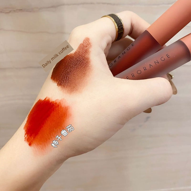 White and Red Toot Lip Lacquer No Stain on Cup! New Arrival Korean Style Low Saturation Lipstick Water Light Mirror Does Not Fade Plain Face
