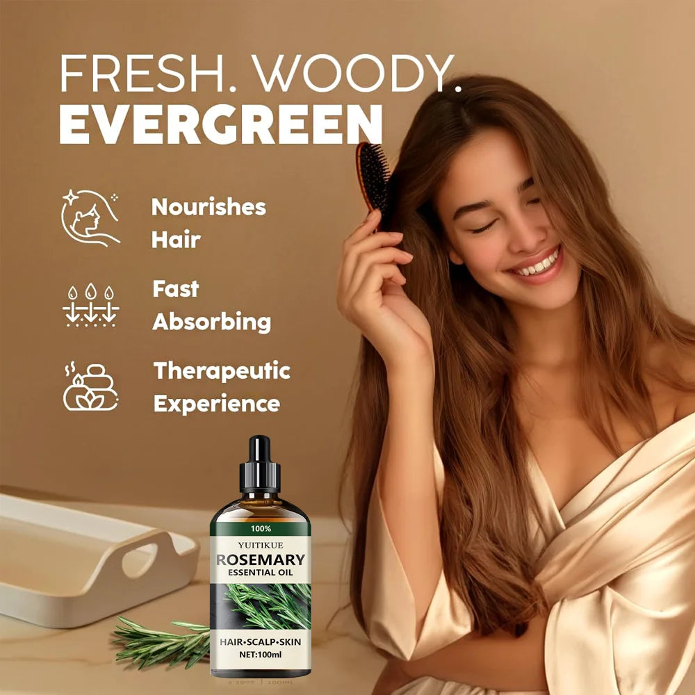 100% Pure Organic Rosemary Essential Oil for Hair, Scalp & Skin