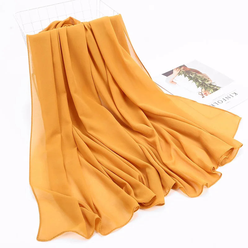 High Quality Muslim Chiffon Hijabs Scarf Women Solid Color Head Wraps Women Hijabs Scarves Foulard Femme Muslim Veil