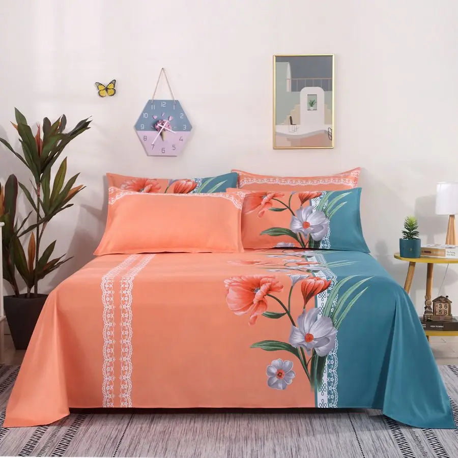1Pcs Bed Sheet Home Textile Modern Polyester Cotton Flat Sheets Bed Linens Single Queen King Size Bedspread(No Pillow Covers)