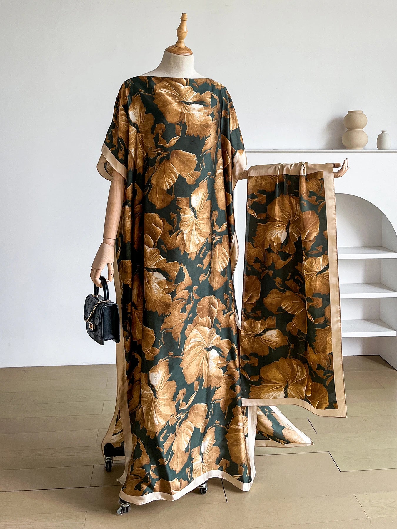 New 2026 Dubai Abaya For Women Summer Short Sleeve Cotton Dress Gold Stamping Loose Lady Maxi Islam African Dress With Big Scarf