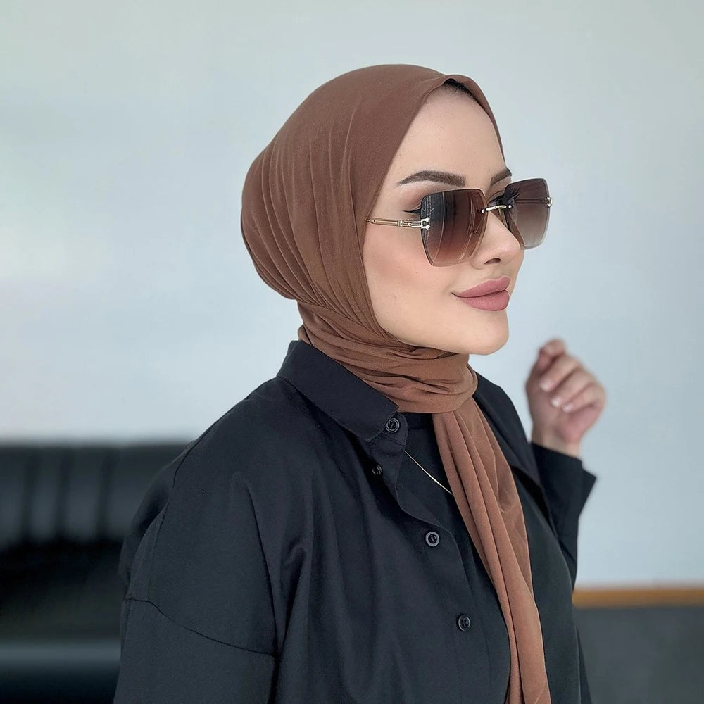 Fastener Instant Hijab for Muslim Women Ready To Wear Head Wraps Full Cover Scarf Headscarf Bonnet Plain Neck Head Shawls