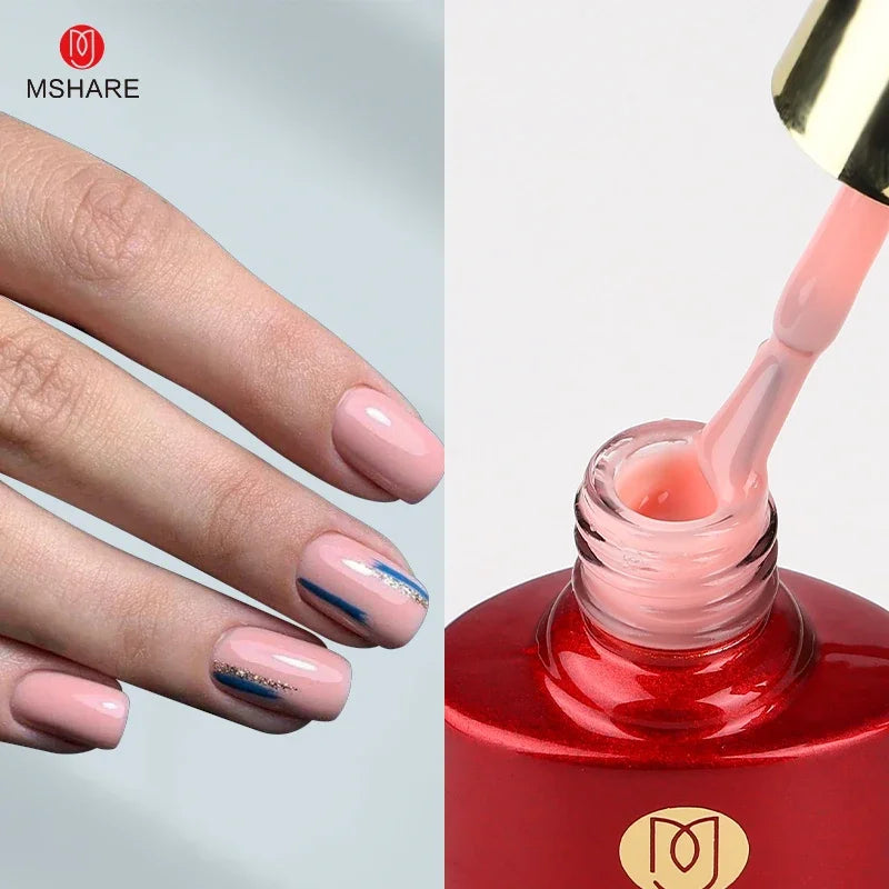 MSHARE Milk Milky White Base Gel Polish Camouflage Color Rubber Base Nail base coat 10ml