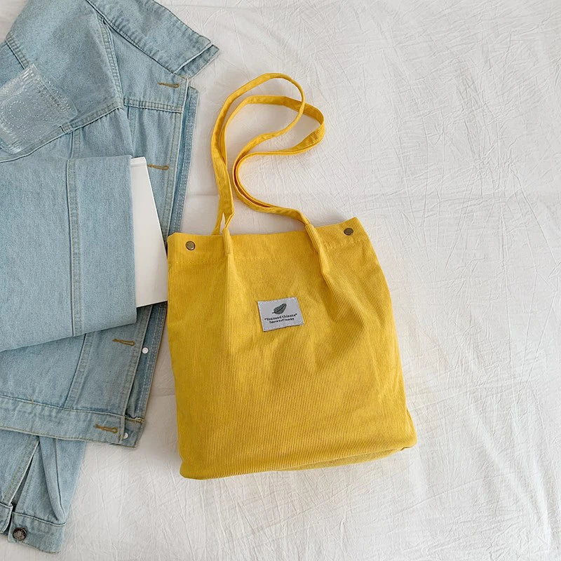 Women's Shoulder Bag Fashion Versatile Corduroy Large Capacity Portable Shopper Totes Female's Casual Travel Handbag