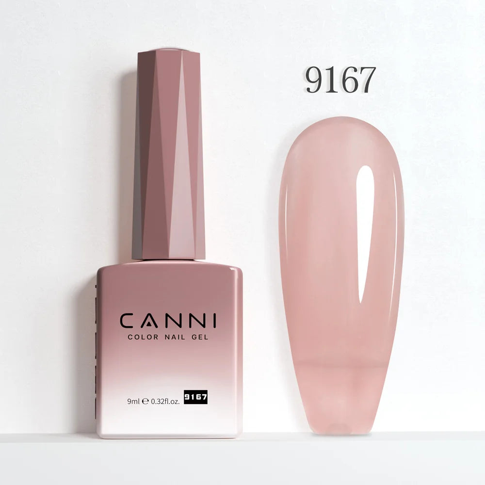 Canni Nail Gel Polish Jelly Nude Color HEMA FREE 9ml Transparent Semi Permanent Natural Nude Collection French Nail Gel Lacquer