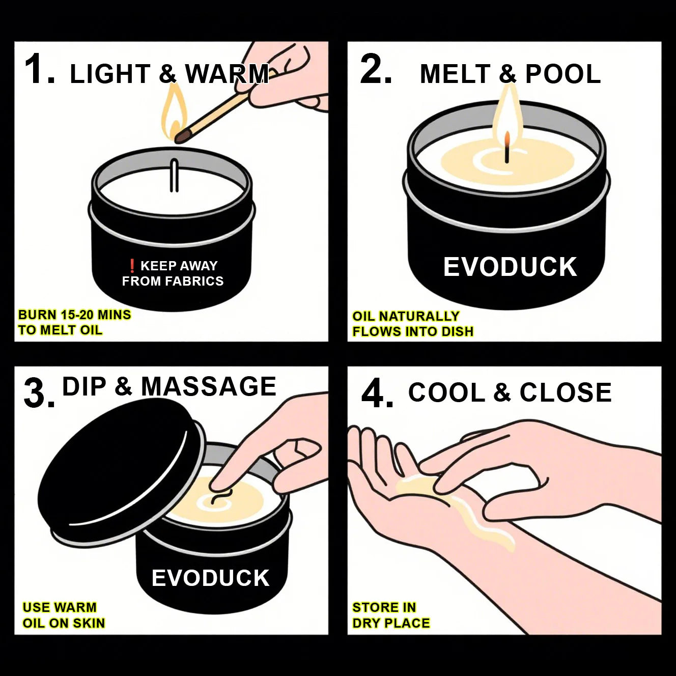 Amber Vanilla Soy Wax Aromatherapy & Massage Candle