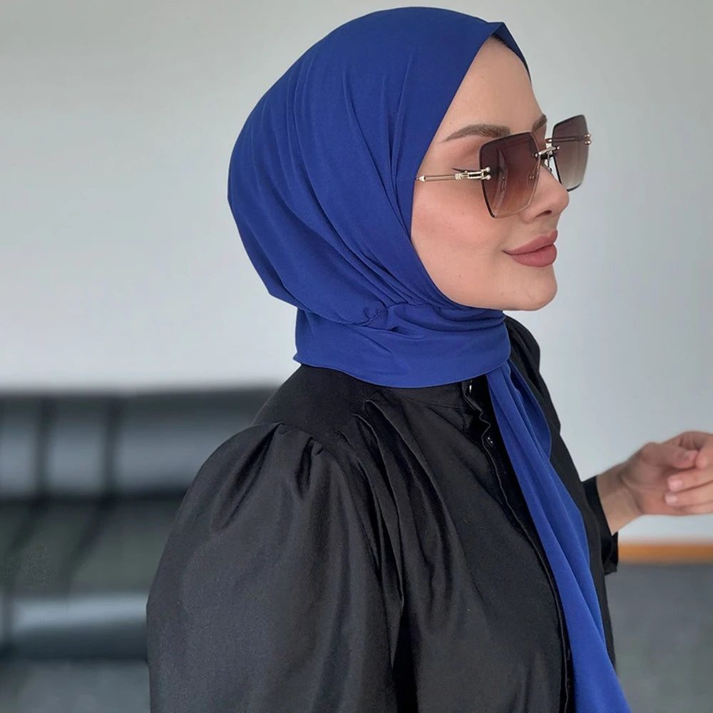 Fastener Instant Hijab for Muslim Women Ready To Wear Head Wraps Full Cover Scarf Headscarf Bonnet Plain Neck Head Shawls