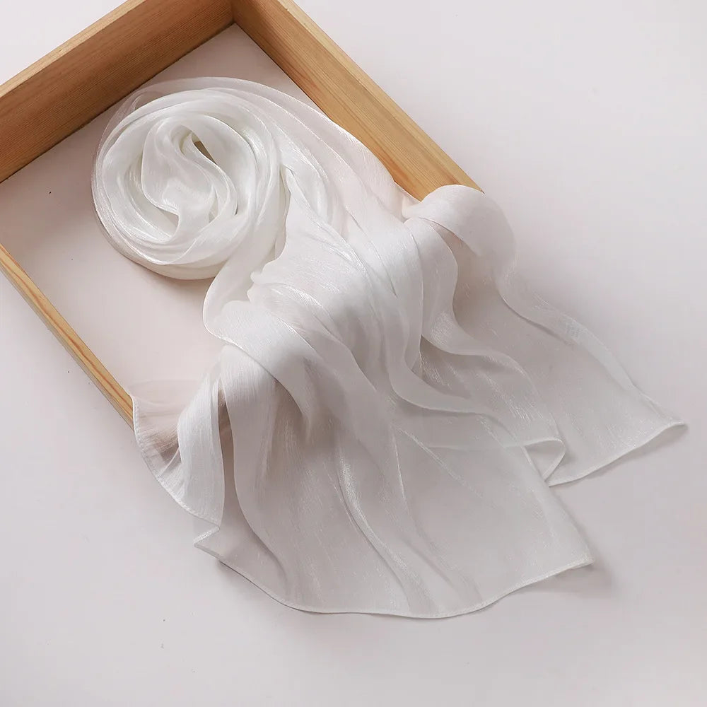 Female Shimmer Shawl Silk Hijab Scarf Breathable Cool Island Satin Medine Silk Veil Musulmans Shiny Silk Shawl Women's Scarves