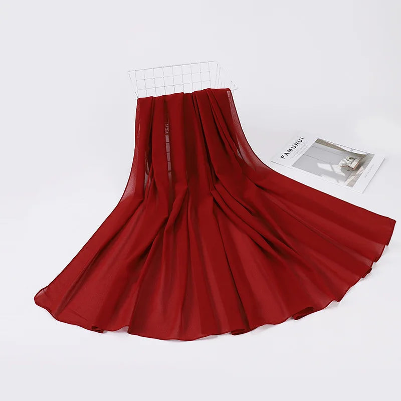High Quality Muslim Chiffon Hijabs Scarf Women Solid Color Head Wraps Women Hijabs Scarves Foulard Femme Muslim Veil