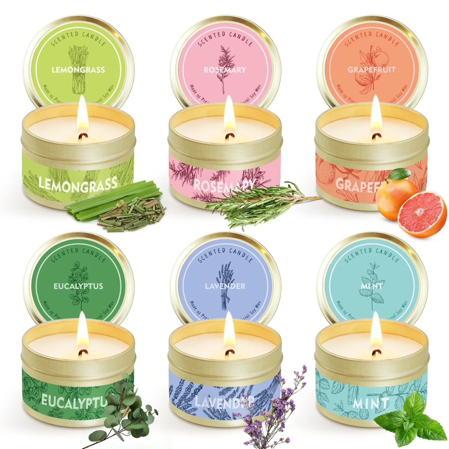 Travel Tin Natural Soy Wax Aromatherapy Scented Candle