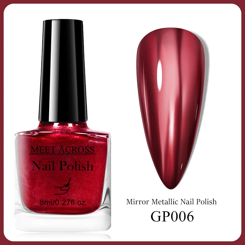 MEET ACROSS 8ml Wine Red Color Water-Based Peel Off Nail Polish Glass Bottle Christmas Nail Art Polish DIY Design No Need Lamp