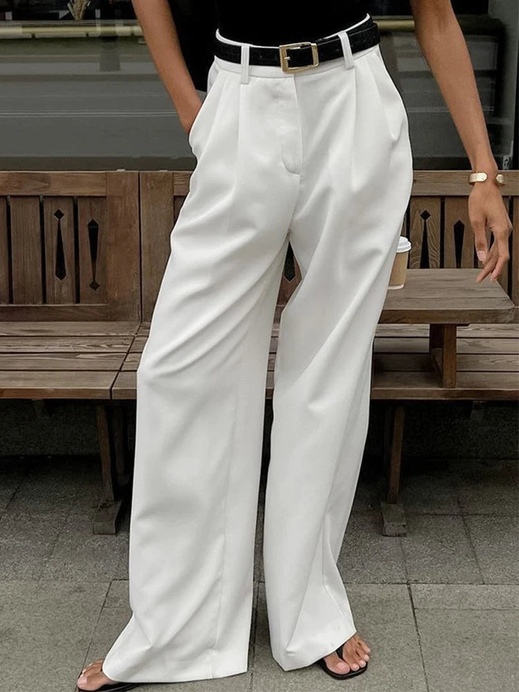 Women's Pants Formal Office Wear Women White Loose High Waist Baggy Suit Wide Leg Trousers 2026 Autumn Casual Fashion Clothes
