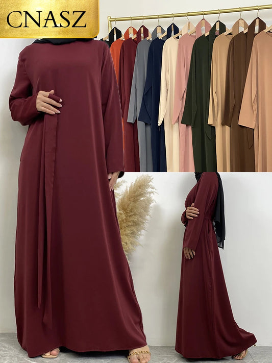 Hot Selle Muslim Woman Abaya With Pockets Islamic Casual And Simple Long Dresses Moroccan Caftan Woman Dubai Abaya Ramadan Black