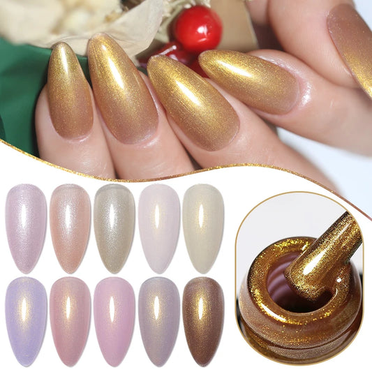 NAILCO 10ml Pearl Shell Color UV Gel Nail Polish Semi Permanent Golden Nail Art Gel Varnish Hybrid Nail Gel Polish Manicure Base