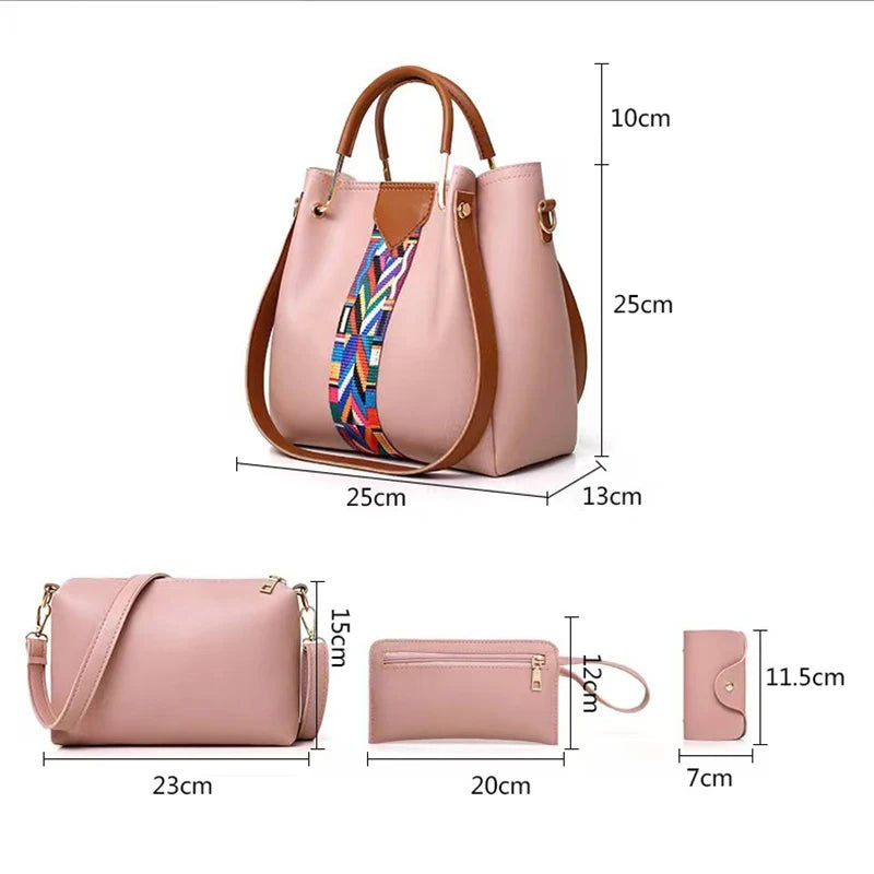 Luxury Handbag Large Capacity Tote Bag 4 Pcs Women's Bag Fashion Shoulder Bag Wallet Card Case
