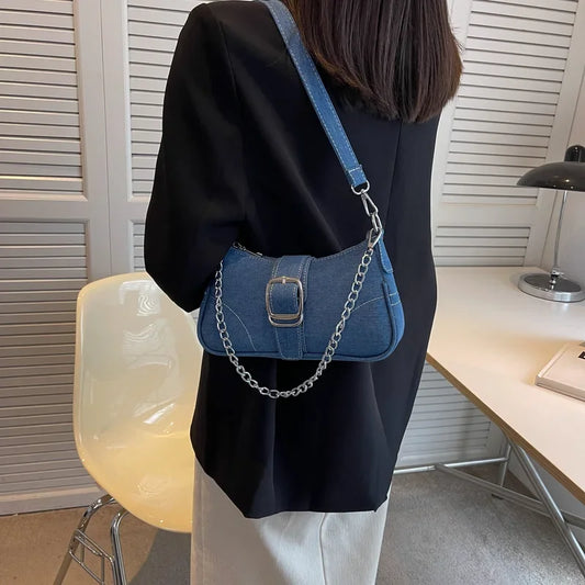 Women's new fashion Cross-shoulder bag shoulder denim bag small design Y2K exquisite jeans bag