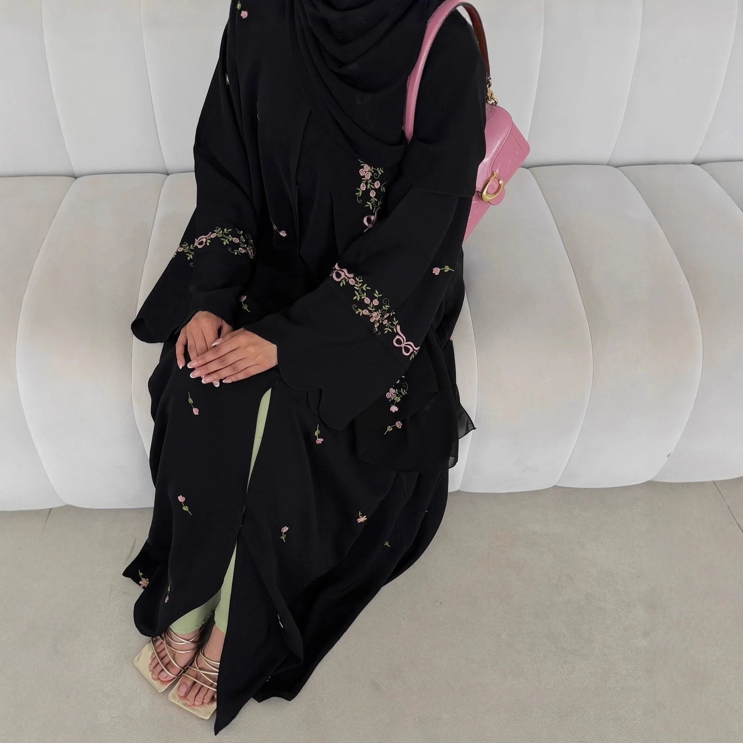 Embroidery Open Abaya and Hijab 2 Piece Set Muslim Dress Abayas for Women Dubai Luxury Islamic Clothing Kaftan Robe Ramadan Eid
