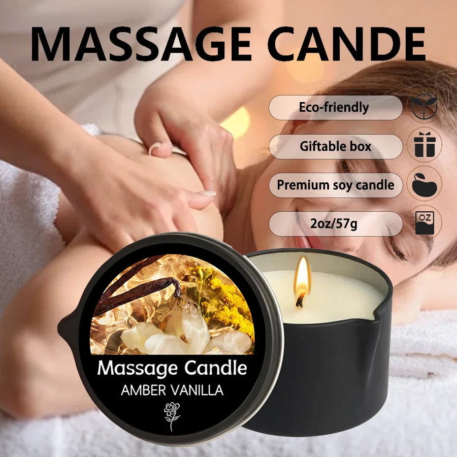 Amber Vanilla Soy Wax Aromatherapy & Massage Candle