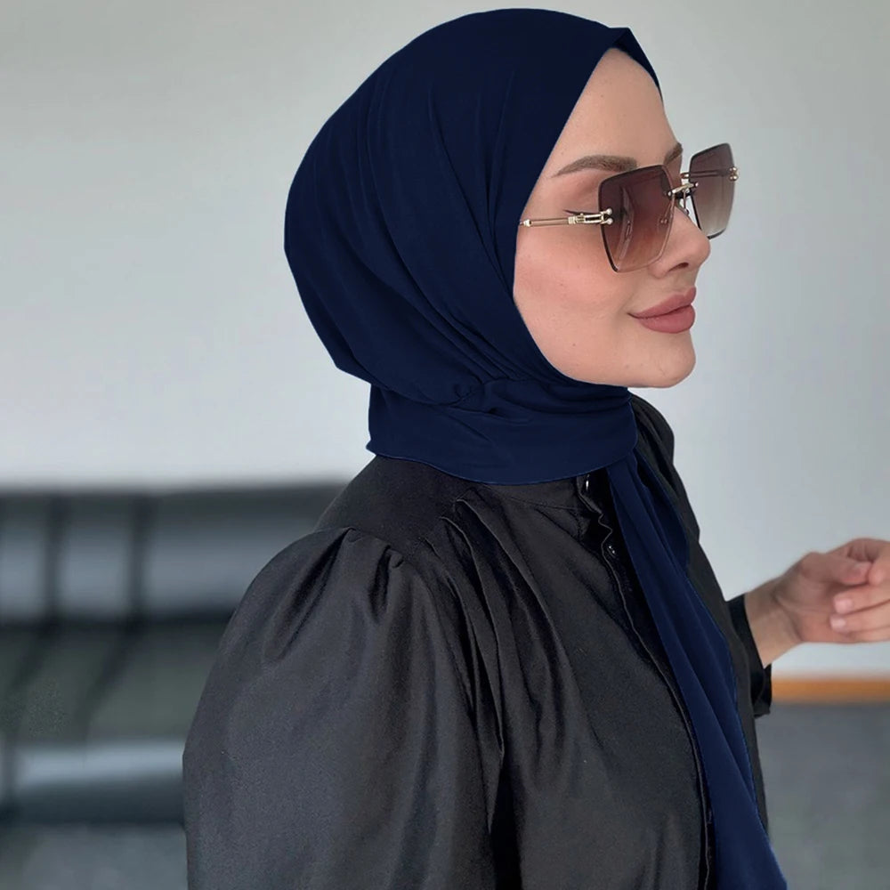Fastener Instant Hijab for Muslim Women Ready To Wear Head Wraps Full Cover Scarf Headscarf Bonnet Plain Neck Head Shawls