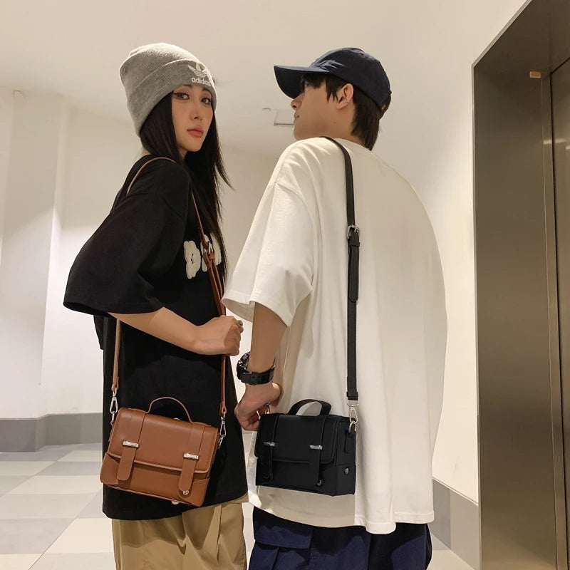 Minimalist Unisex Shoulder Bag Fashionable PU Leather Crossbody Bags Small Flip Style Messenger Bags for Women Designer Handbag