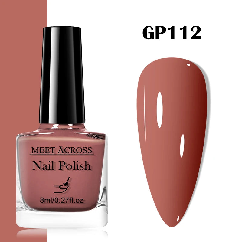 MEET ACROSS 8ml Wine Red Color Water-Based Peel Off Nail Polish Glass Bottle Christmas Nail Art Polish DIY Design No Need Lamp