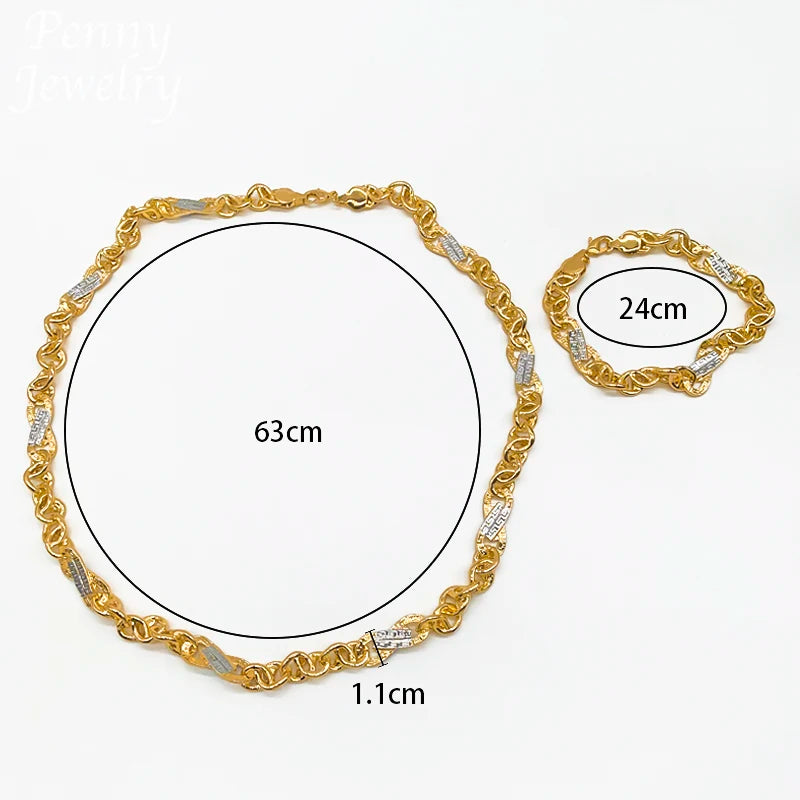Dubai Gold Plated Jewelry Set for Men Women Hip Hop Necklace Bracelet Fashion Engagement Jewellery for Party Wedding Gifts